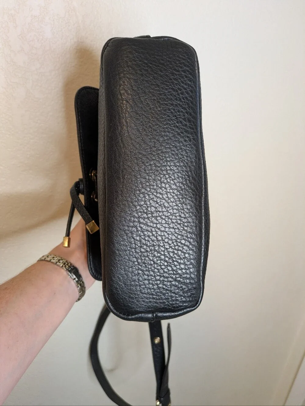 Talbots Black Genuine Leather Snap Flap Crossbody Bag • Excellent